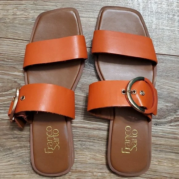Franco Sarto Orange Slide Sandals - Picture 3 of 7